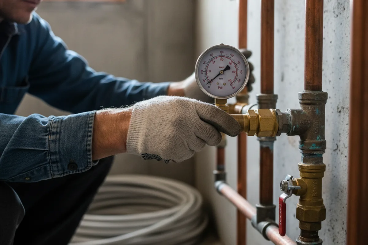 Pressure testing a repaired line during Water Line Repair in Summerville